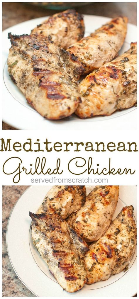 Super easy Mediterranean Grilled Chicken Breasts Mediterranean Grilled Chicken, Chicken Thights Recipes, 1000 Calorie, Easy Mediterranean Diet Recipes, Resep Diet, God Mad, Grilling Chicken Breast, Grilled Chicken Recipes, Diet Vegetarian