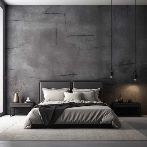 9+ Bold Wall Painting Ideas for a Dramatic Bedroom Look • 333+ Images • [ArtFacade] Kitchen Wall Covering, Dramatic Bedroom, Lighting Wall Sconces, Charcoal Walls, Floating Bedside Table, Bedroom Wall Paint, Shelf Lighting, Scandinavian Style Interior, Lighting Chandeliers