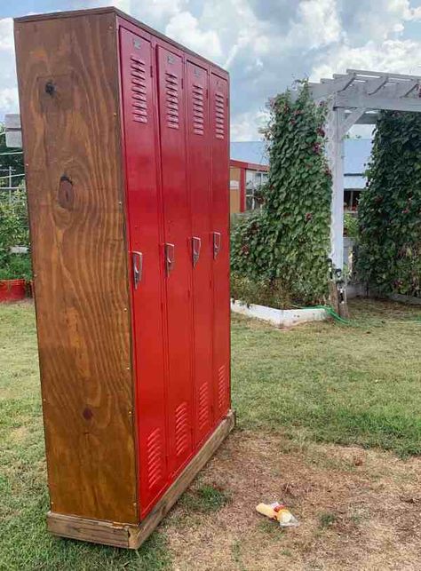 Old Lockers, Industrial Lockers, Garage To Living Space, Vintage Lockers, Hangout Room, Metal Storage Cabinets, Rustic Bar, Metal Lockers, Garage Interior