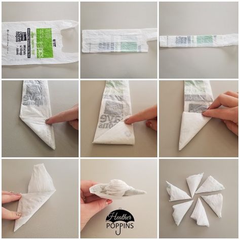 How To Fold Bags For Storage, How To Fold Reusable Bags, Plastic Bag Folding Hack, How To Fold Shopping Bags, How To Organize Plastic Bags, How To Fold Plastic Bags, Organizing Plastic Bags, How To Store Plastic Bags, Folding Plastic Grocery Bags