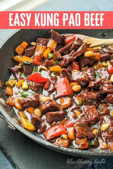 Hot And Spicy Beef Chinese, Kung Pao Beef Recipe, Kung Pao Beef, Beef And Peppers, Chinese Beef Recipes, Chinese Beef, Pepper Beef, Asian Beef, Recipe Beef