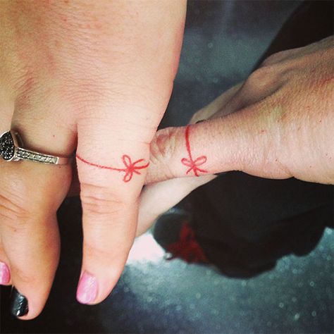 Matching Wedding Tattoos | Bored Panda Red String Tattoo, Fate Tattoo, Couple Tattoos Love, Best Couple Tattoos, See Tattoo, Red String Of Fate, Wedding Ring Tattoo, Tattoo Wedding Rings, Couples Tattoo Designs