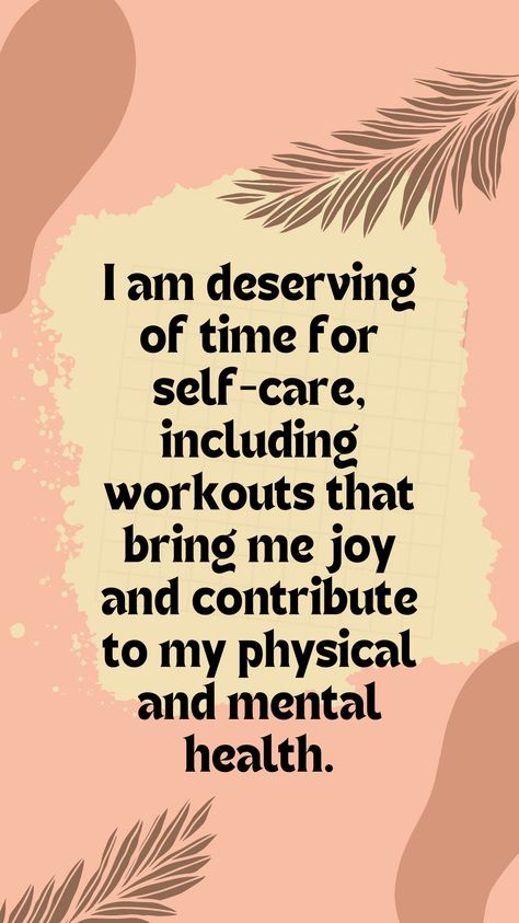 I am deserving of time for self-care, including workouts that bring me joy and contribute to my physical and mental health. Health and Self-Love Affirmations! 💖✨ Nurture your body and soul with positive affirmations that inspire self-love and radiant health. Embrace the journey of self-care and let these affirmations be your daily reminder to prioritize your well-being. 🌿💕 #SelfLove #Affirmations #WellnessJourney Fitness Affirmations Motivation, Affirmation For Good Mental Health, Self Love Mantra Affirmations, Health Affirmations Positive, Exercise Affirmations, Workout Affirmations, Fitness Affirmations, I Am Deserving, Manifesting Affirmations