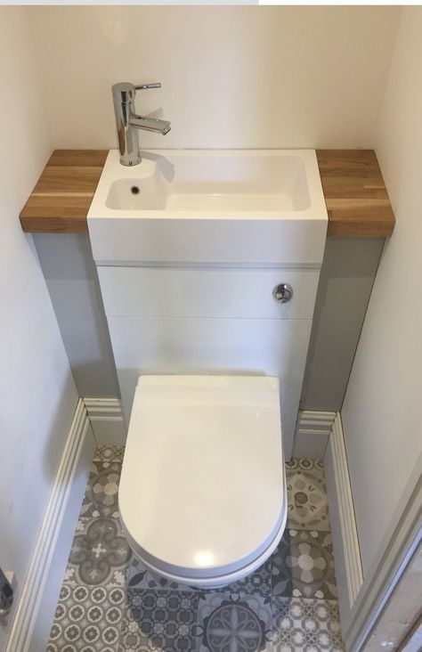 Under Stair Toilet Small, Powder Room Addition, Sink On Toilet, Tiny Cloakroom Toilet, Toilet With Sink On Top, Tiny Toilet Ideas, Toilet Under Stairs Ideas, Under Stairs Toilet Small, Small Toilet Ideas Downstairs Loo