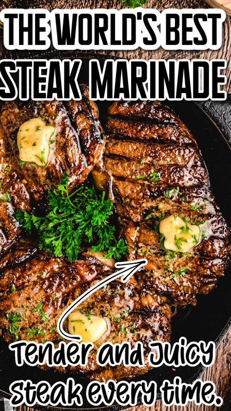 Looking for the ultimate way to elevate your steak? Try the world's best steak marinade! This recipe is packed with flavor, tenderizing your meat to perfection and making every bite a savory delight. Whether you're grilling or pan-searing, this is truly the best steak marinade recipe you'll ever need. Worlds Best Steak Marinade, Best T Bone Steak Marinade, Grilling Steak Marinade, Meat Marinade Recipes Steaks, Perfect Steak Marinade, Best Steak Marinade In Existence, Best Tenderizing Steak Marinade, Garlic Steak Marinade Recipes, Marinade For Steaks Grilling