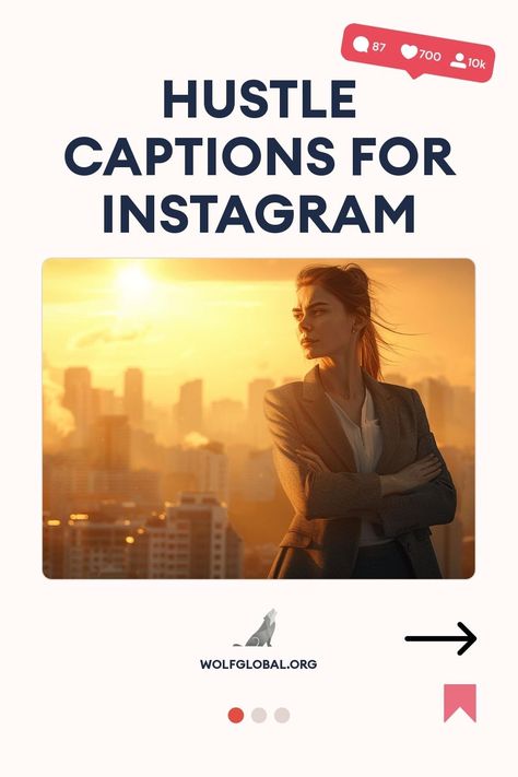 An advertisement graphic for hustle captions for Instagram with a sunrise city backdrop.
An inspirational checklist with motivational quotes and a call-to-action button saying "GET 100+ MORE".
Promotional image featuring a woman with a laptop, inviting to join an Instagram engagement pod. Hustle Captions For Instagram, Hustle Captions, Slay Captions, Unique Captions, Dutch Words, Crushing It, Move In Silence, Insta Bio, Ig Captions