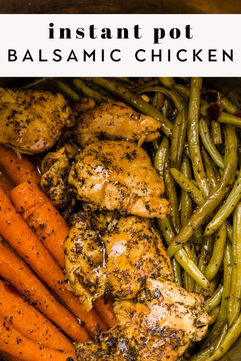 Instant Pot Balsamic Chicken, Juicy Chicken Thighs, Delicious Green Beans, Honey Balsamic Chicken, Balsamic Sauce, Easy E, Chicken Green Beans, Honey Balsamic, Chicken Easy