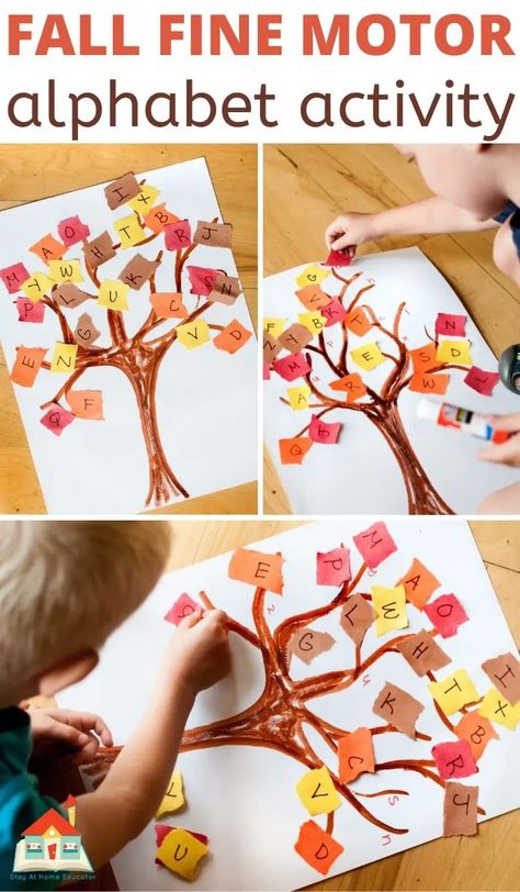 Tk Fall Activities, Fall Colors Activities For Preschool, Fall Art Center Preschool, Thanksgiving Journal Ideas, Fall Pre K Activities, Preschool Small Group Activities, Letter K Activities For Preschool, Tree Craft For Preschoolers, Fall Alphabet Activities