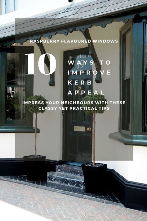 Thinking of selling your home or want to increase it's value? Be it a Victorian house renovation, a 1930's doer upper or a 1970's makeover. Look no further with my top ten tips to improving your homes kerb appeal. 10 classy yet practical rules that won't break the bank but will make your home look amazing! #kerbappealuk #kerbappeal #victorianhouseuk Kerb Appeal Uk, Victorian House Uk, Dark Home Exterior, Dark Homes, Victorian House Renovation, Front Doors Uk, Pink Front Door, Front Door Steps, Kerb Appeal