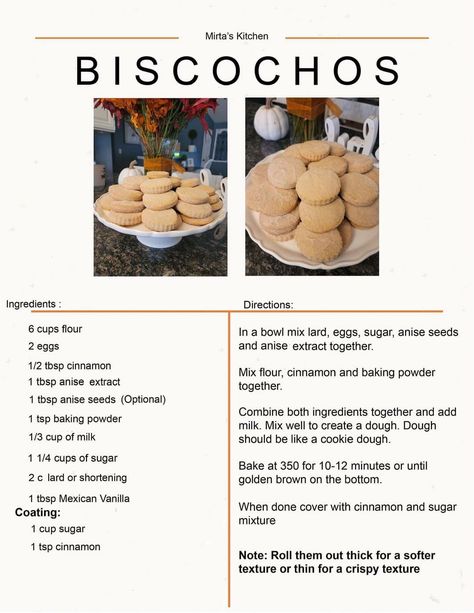 Biscocho Recipe, Hojarascas Recipe, New Mexico Biscochitos Recipe, Biscochitos Recipe, Biscochito Recipe, Mexican Cookies Recipes, Homemade Recipe Books, Mexican Sweet Breads, Homemade Sweets