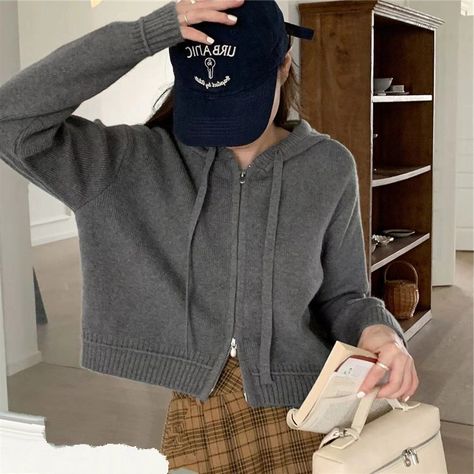 Shipping: Worldwide Express Shipping AvailableDelivery time: 7-15Days Fast ShippingReturns: Fast refund, 100% Money Back Guarantee. Girls Fall, Knitted Cardigan, Girl Falling, Fall 2024, Gray Jacket, New Style, New Product, Sweater Outfits, Sweaters & Cardigans