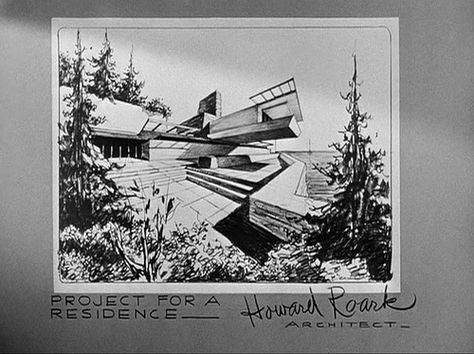 Howard Roark - Architect Howard Roark, Fine Actors, The Fountainhead, Rendering Drawing, Fountain Head, Frank Lloyd Wright Homes, Mcm Art, Empty Frames, Studios Architecture