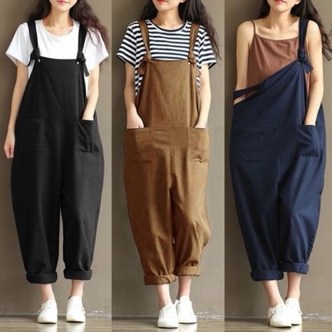 US S-5XL ZANZEA Women Bib Cargo Pants Adjustable Jumpsuit Romper Wide Leg Pants in Clothing, Shoes & Accessories, Women's Clothing, Jumpsuits & Rompers | eBay Women's Overalls, Mode Abaya, غرفة ملابس, Cotton Jumpsuit, Korean Fashion Trends, Jumpsuit With Sleeves, Indie Outfits, Mode Hijab, Mode Inspo