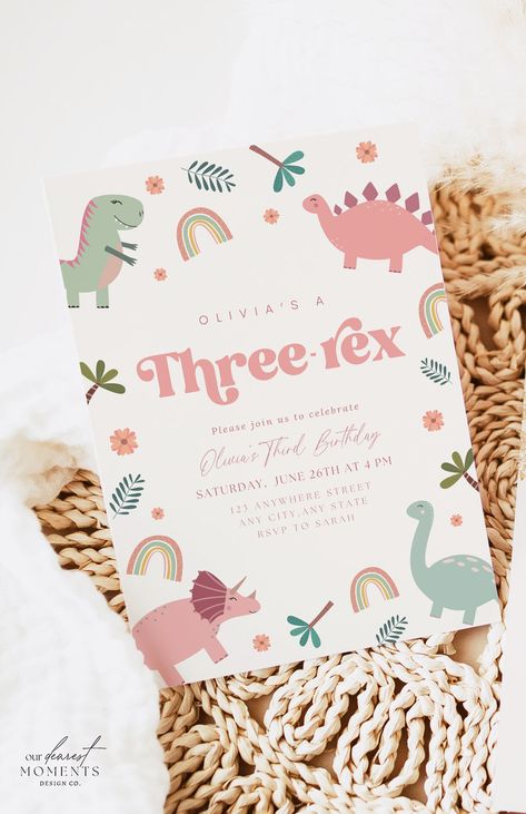 3 Year Toddler Girl Birthday, 3 Year Bday Party Ideas, 3 And 5 Birthday Party, 3th Birthday Theme, 3 Rd Birthday Party Ideas Girl Theme, 3 Rex Girl Party, 3rd Dinosaur Birthday Party For Girl, Birthday Themes For Girls 3rd Bday, Girl 3 Year Birthday Theme