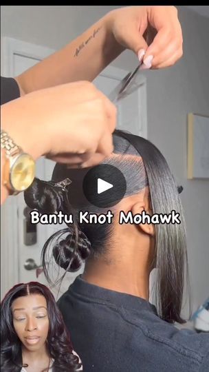 230K views · 6.6K reactions | Watch This Amazing Bantu Knot Relaxer Updo Mohawk Ponytail Hair Transformation 😜😜😜😜😛 #fyp #beauty #hairstylist #hairtrends #relaxedhair... | By Mane Attractions Virgin Hair /Weaving  SalonFacebook Mohawk Ponytail Black Women, Bantu Knots With Ponytail, Bantu Knot Mohawk, Mohawk Buns, Updo Mohawk, Mohawk Ponytail, Bantu Knot Hairstyles, Bantu Knot, Hair Weaving