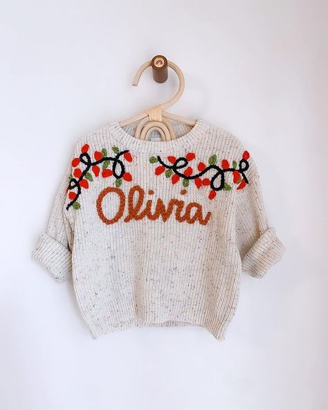 Little Looks by Lilly (@littlelooksbylilly) • Instagram photos and videos Embroidery Christmas Sweater, Embroidery Sweater, Embroidery Christmas, Embroidered Sweater, 2nd Baby, Baby Sweaters, Embroidery And Stitching, Xmas Crafts, Fashion Sewing