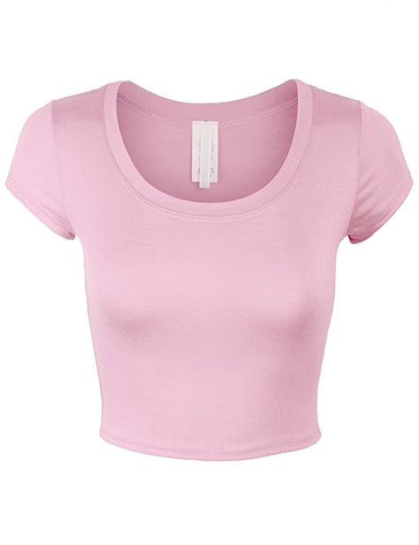 Light Pink Shirt, Round Neck Crop Top, Clothes Board, Light Pink Tops, Short Sleeve Crop Top, Round Neck Shirt, Crop Top Outfits, Crop Top And Shorts, Crop Top Shirts