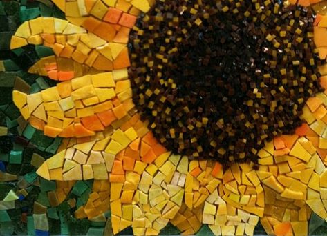 mosaic sunflowers | Found on diannesonnenberg.com Sunflower Mosaic, Tree Mosaic, Mosaic Stepping Stones, Mosaic Garden Art, Mosaic Art Projects, Mosaic Tile Art, Glass Mosaic Art, Mosaic Flowers, Mosaic Artwork