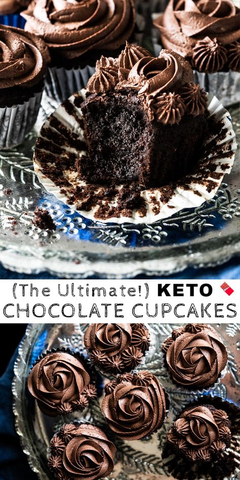 (2g net carb!) Gluten Free & Keto Chocolate Cupcakes #keto #glutenfree #chocolate #cupcakes #lowcarb Low Carb Chocolate Cupcakes, Easy Keto Cupcakes, Easy Healthy Cupcakes, Low Carb Cupcake Recipes, Keto Cupcakes Easy, Keto Cupcake Recipes, Keto Chocolate Muffins, Keto Chocolate Cupcakes, Healthy Chocolate Cupcakes