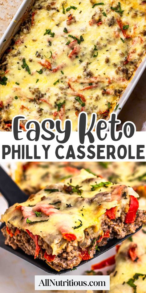 Looking for easy low-carb dinners? This Keto Cheesy Philly Casserole is a perfect high protein meal that’s loaded with flavor! Ideal for keto meal prep, this easy dish is one of the best casserole recipes for dinner, keeping you satisfied and on track with your low carb goals. Enjoy the keto dinner! Philly Casserole, High Protein Low Carb Recipes Dinner, Casserole Keto, Healthy Low Carb Dinners, High Protein Dinner, High Protein Meal, Protein Dinner, High Protein Meal Prep, Low Carb Meal Prep