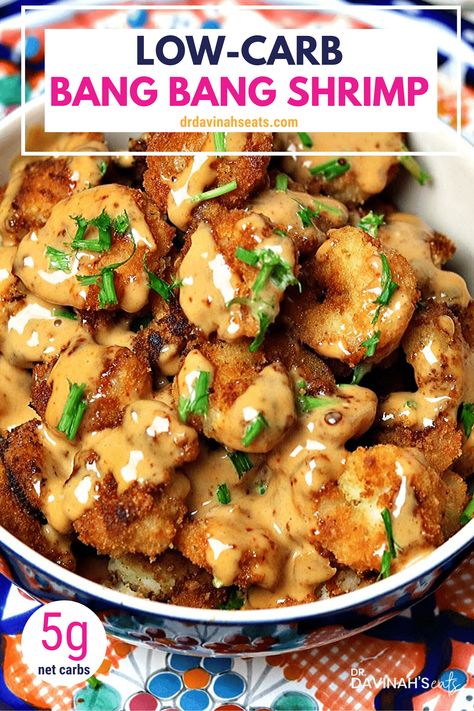 Low-Carb Bang Bang Shrimp Recipe (Grain-free, No-Added Sugar) - Dr. Davinah's Eats Low Carb Bang Bang Shrimp, Bang Bang Shrimp Recipe, Bang Bang Sauce, Keto Shrimp, Bonefish Grill, Resep Seafood, Breaded Shrimp, Bang Bang Shrimp, Shrimp Recipes Healthy