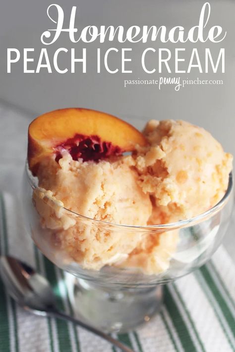 Homemade Peach Ice Cream (YUM!) Homemade Ice Cream Recipes Machine, Peach Ice Cream Recipe, Homemade Peach Ice Cream, Best Homemade Ice Cream, Ice Cream Recipes Machine, Easy Ice Cream Recipe, Peach Ice Cream, Ice Cream Maker Recipes, Easy Ice Cream