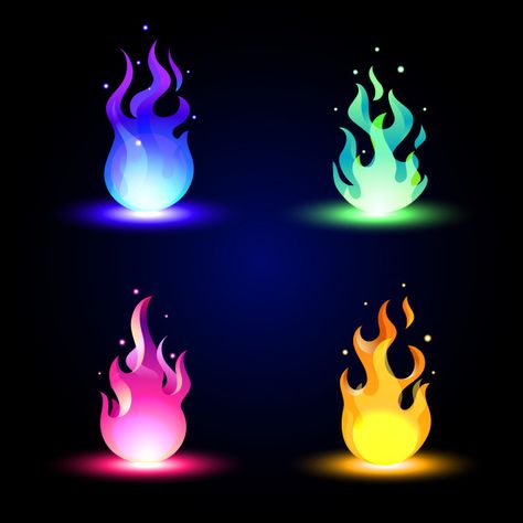 Different Color Fire, Flame Head Drawing, Fire Ideas Art, Drawing Fire Flames, Fire Ball Drawing, Blue Fire Drawing, Fire Magic Art, Fire Drawing Reference, Flame Character