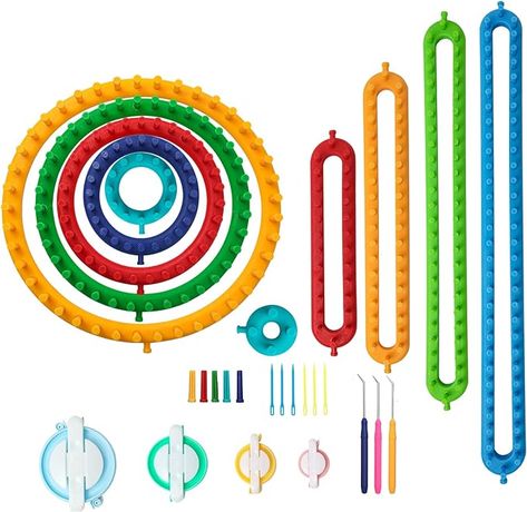 Amazon.com: Knitting Loom Craft Kit - Long Knitting Loom and Round Knitting Loom - Include Hook Needle, Pompom Maker (6 Round Loom&4 Long Loom) : Arts, Crafts & Sewing Circle Loom Projects, Pompom Maker, Round Knitting, Loom Board, Circle Loom, Circular Loom, Round Loom, Circular Knitting Machine, Loom Craft