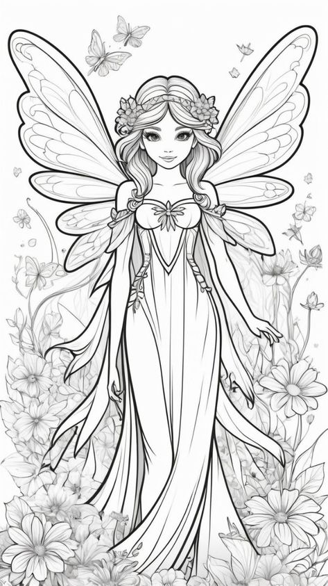 Colouring Heaven, Chibi Coloring Pages, Fairy Coloring Book, Zen Doodles, Cartoon Coloring, Fairy Wallpaper, Detailed Coloring Pages, Fairy Coloring Pages, Childrens Drawings