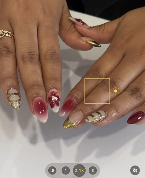 Red And Gold Nails, Hippie Nails, Spring Nail Designs, Grunge Nails, Summery Nails, Brighter Days, Simple Acrylic Nails, Nails Only, Nail Jewelry