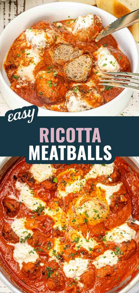 Risotto And Meatballs, Ricotta Meatball Recipes, Meatballs With Ricotta Cheese, Rao Meatball Recipe, Real Italian Meatballs, Ricotta Balls, Sausage Meatballs Recipes, Italian Sausage Meatballs, Veal Meatballs