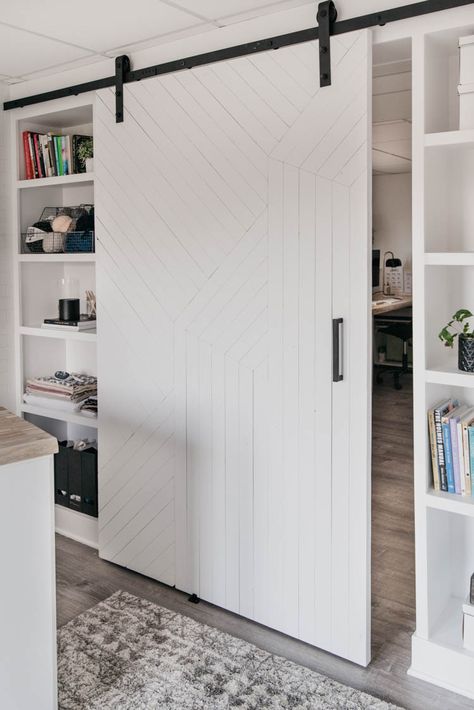 Hidden Basement Storage, Basement Storage Ideas Unfinished, Basement Studio Ideas, Basement Office Ideas No Windows, Diy Modern Barn Door, Renovation Basement, Studio Basement, Cottage Basement, Basement Storage Ideas