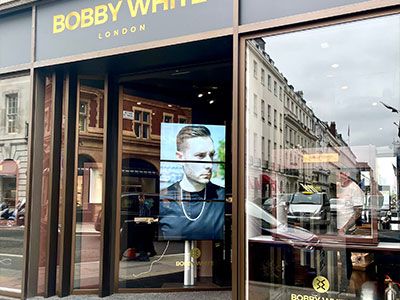 Bobby White Video Wall | Digital Signbox Bobby White, Cctv Monitor, White Video, Digital Signage Solutions, White Jewellery, Gym Facilities, Led Video Wall, Popular Workouts, Video Wall