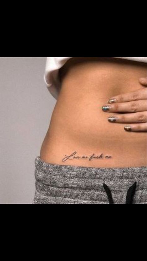 Stomach Script Tattoo Women, Stomach Writing Tattoo, Tattoo Hidden Placement, Tattoo Lower Stomach, Lower Stomach Tattoo, Lower Belly Tattoos, Lower Stomach Tattoos, Secret Tattoo, Waist Tattoos