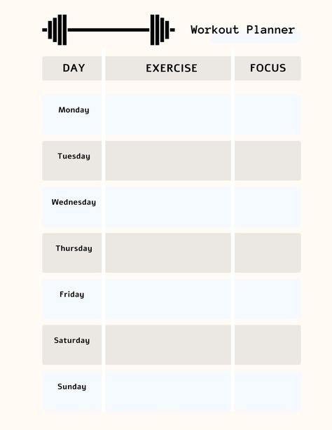 -Organize your week of workouts -Create a plan for your week in the gym -Simple layout to stay simplistic and focused This is a digital download If printed, color may vary from picture Purchase includes one downloadable file Workout Plans Template, Work Out Plan Template, Workout Plan Layout, Gym Calendar Workout Schedule, Gym Planner Template, Workout Weekly Schedule, Gym Weekly Workout Plan, Fitness Checklist, Weekly Exercise Plan