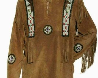 Beaded Fringe Shirt, Native American Jackets, Mens Western Wear, Cowboy Jacket, Beaded Shirt, Native American Clothing, Western Jacket, Eagle Shirts, Men Suede