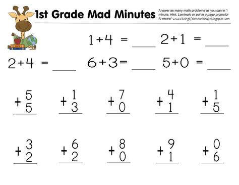 FREE 1st Grade Printable Math Worksheets & First Grade Mad Minutes! Line Math, First Grade Math Worksheets, First Grade Worksheets, Kids Worksheets, Algebra Worksheets, 1st Grade Math Worksheets, Maths Algebra, Free Printable Activities, Printable Math Worksheets