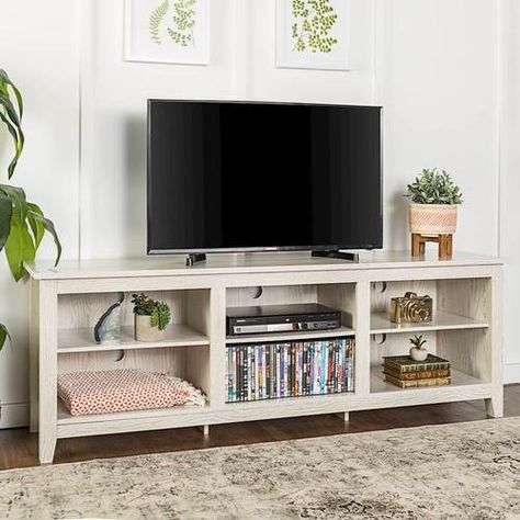 Walker Edison - Rustic Wood TV Stand for TVs up to 75"" - White Wash Storage Tv Stand, Tv Stand Decor, White Tv Stands, Tv Stand Designs, Farmhouse Tv Stand, Tv Stand With Storage, Walker Edison, Tv Stand Wood, Living Room Storage