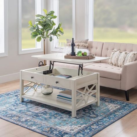 Willow Antique White Lift Top Coffee Table - Bed Bath & Beyond - 37417282