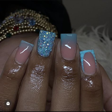 Turquoise Nails Short, Turquoise Acrylic Nails, Drippy Nails, Turquoise Nails, Short Square Acrylic Nails, Really Cute Nails, Short Acrylic, Long Acrylic, Short Acrylic Nails Designs