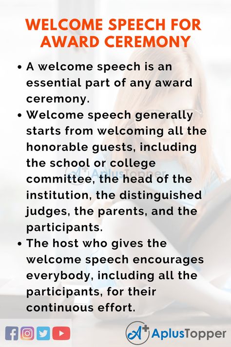 #WelcomeSpeechforAwardCeremony #AplusTopper Welcome Poems, School Awards Ceremony, Welcome Speech, Event Planning Checklist Templates, Award Speech, Academic Awards, Farewell Speech, Essay Competition, English Speech