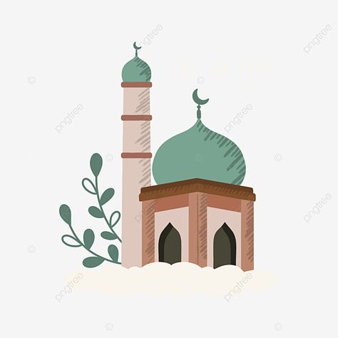 Eid Mubarak Illustration Art, Eid Illustration Design, Mosque Animation, Mosque Sticker, Eid Mubarak Design Illustration, Masjid Illustration, Background Idul Fitri, Islam Illustration, Mosque Illustration