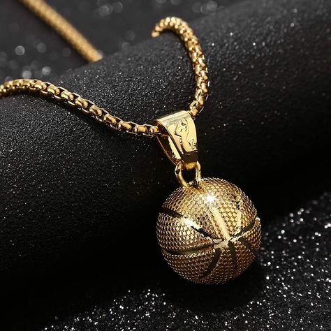 This basketball necklace chain and Basketball pendants made of Alloy casting. We use vacuum plating gold technology to ensure that each product retains color for a longer time! Basketball necklace size: The diameter of the pendant is 21mm. Necklace with chain size: 18 + 2inch,A basketball necklace gives a gift to your son or grandson, friends, girls, lovers and sports enthusiasts. Warm reminder: Gold ball is very heavy! Please do not wear it during vigorous exercise! Basketball Gift Ideas, Vigorous Exercise, Basketball Jewelry, Basketball Necklace, Basketball Accessories, Jordan Jewelry, Pretty Jewelry Necklaces, Dream Gift, A Basketball