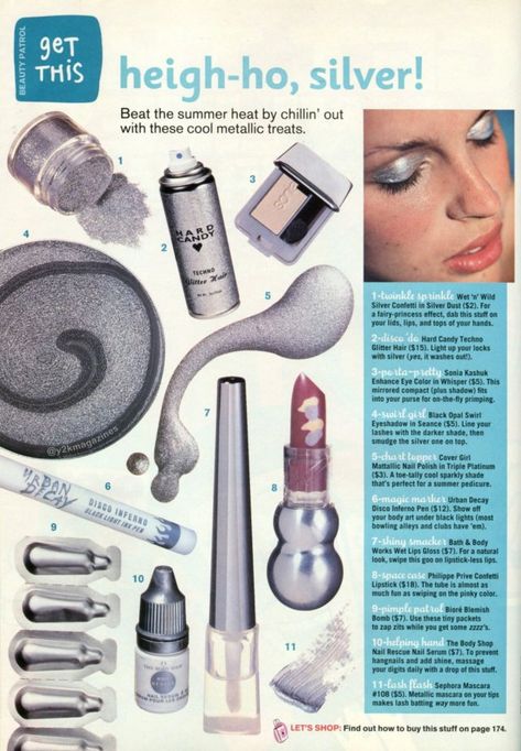 90s Catalog, Y2k Magazine, Discontinued Makeup, 90s Magazine, 2000s Magazines, Vintage Makeup Ads, Club Branding, Y2k Makeup, 잡지 레이아웃