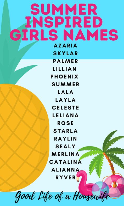 75 Pretty Summer Inspired Names for Girls #babynames #babynamesgirl #babynamesuncommon #babynamesrate #babynamesunique #babynamesgirlpretty #babynamesgirlunique #babynamesgirlbeautiful #summernames #babygirlnamessummer #girlnames Less Naming Characters, Gnome Names, Pretty Girl Names, Rare Baby Girl Names, Summer Names, Cool Boy Names, Children Names