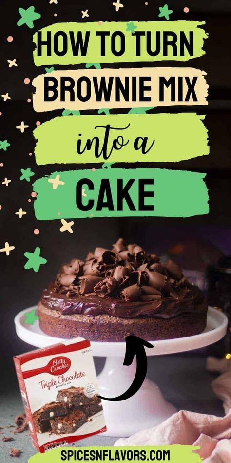 How To Make Brownies More Cake Like, Cake Like Brownies From A Box How To Make, Cake With Brownie Mix Recipe, Brownie Cake From Mix Boxes, Brownie Mix Chocolate Cake, Brownie Mix To Cake, Boxed Brownie Mix Uses, Turn White Cake Mix Into Chocolate, Brownie From Cake Mix Boxes