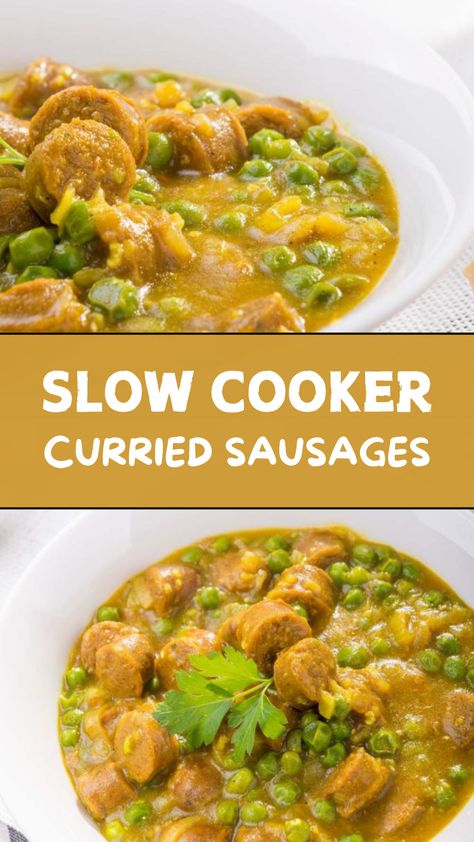 Slow Cooker Curried Sausages Cast Iron Cookie, Sausage Crockpot Recipes, Sausage Slow Cooker, Curried Sausages, Slow Cooker Curry, Sausage Crockpot, Sausage Dishes, Crockpot Recipes Slow Cooker, Sausage Recipes