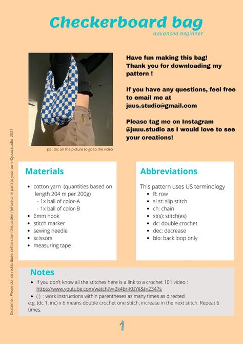 Checkerboard bag.pdf How To Crochet Checkerboard Pattern, Crochet Bag Pixel Pattern, Crochet Checkered Bag Pattern, Checkerboard Crochet Bag, Crochet Checkered Bag, Checkerboard Crochet, Checkered Crochet, Hobo Bag Patterns, Tote Bag Pattern Free