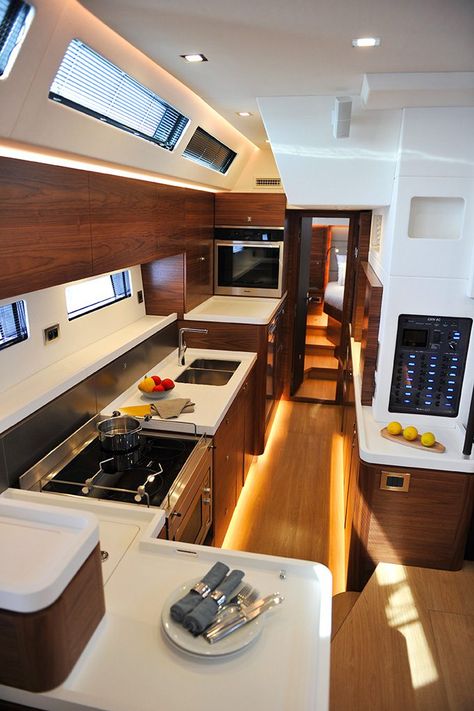 Luxury Yacht Interior, Boat Interior Design, Sailboat Interior, Yacht Interior Design, Sailboat Living, Living On A Boat, Boat Decor, Sailboat Design, Yacht Interior