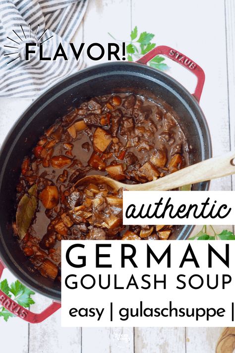 Bavarian Goulash Recipes, October Fest Stew, German Golashes Recipes, German Fall Recipes, Authentic German Goulash Recipes, German Goulash Soup, Amish Goulash Recipes, German Borscht Soup Recipe, German Dinners Traditional